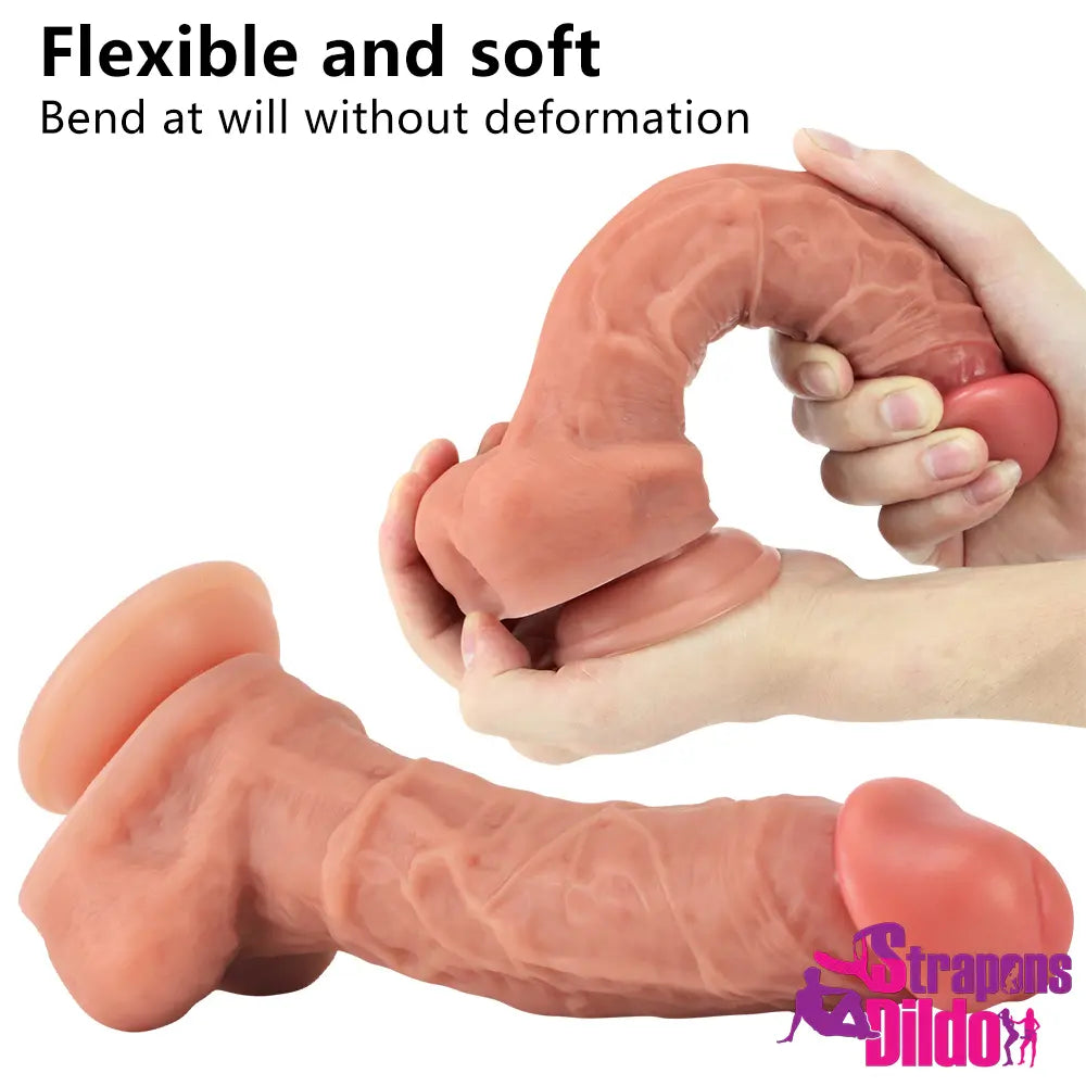 9.45in Silicone Soft Lifelike Real Feeling Dildo For Couples Gay Lesbian Strap ons Dildo