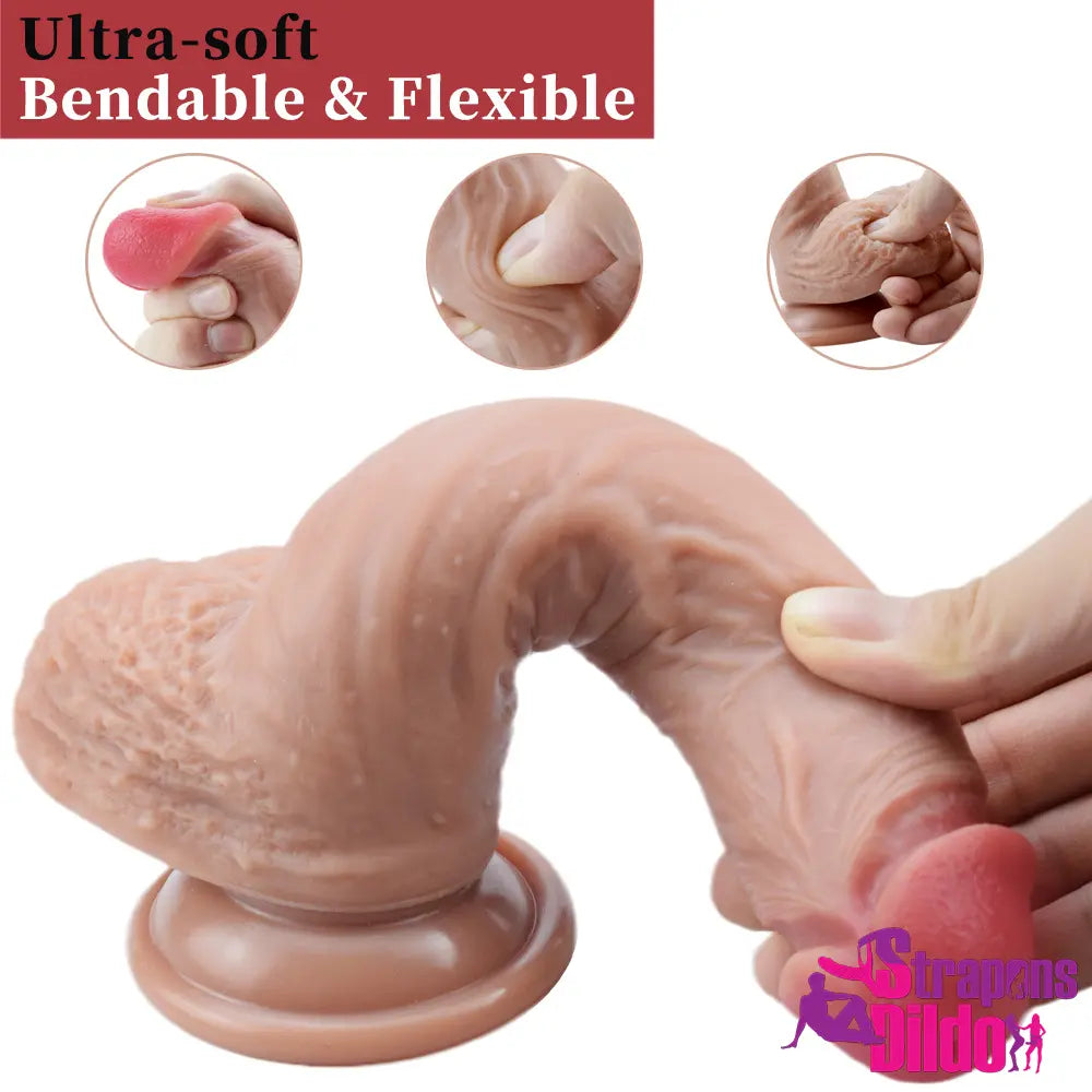 8.66in Silicone Soft Real G-Spot Vagina Stimulator Suction Cup Dildo Strap ons Dildo