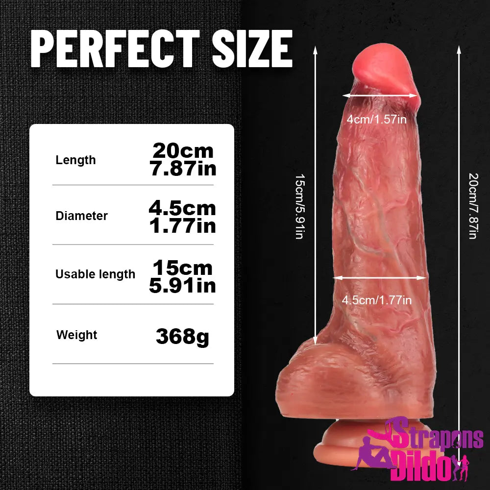 7.87in Realistic Soft Silicone Sexy Dildo Female Masturbator For Adults - Strap ons Dildo