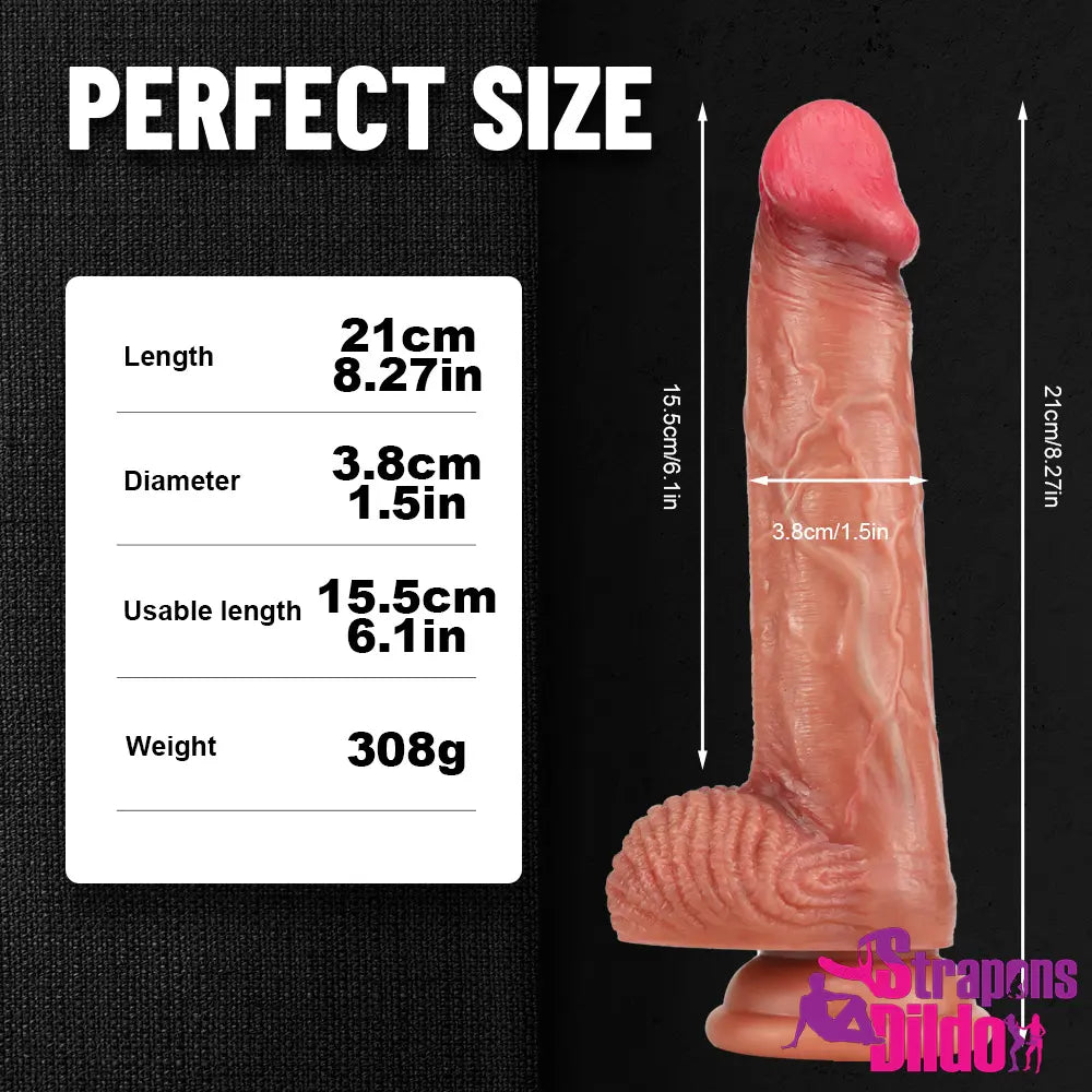 8.27in Real Skin Dildo Sex Toy For Women Clitoris Vaginal Masturbator - Strap ons Dildo