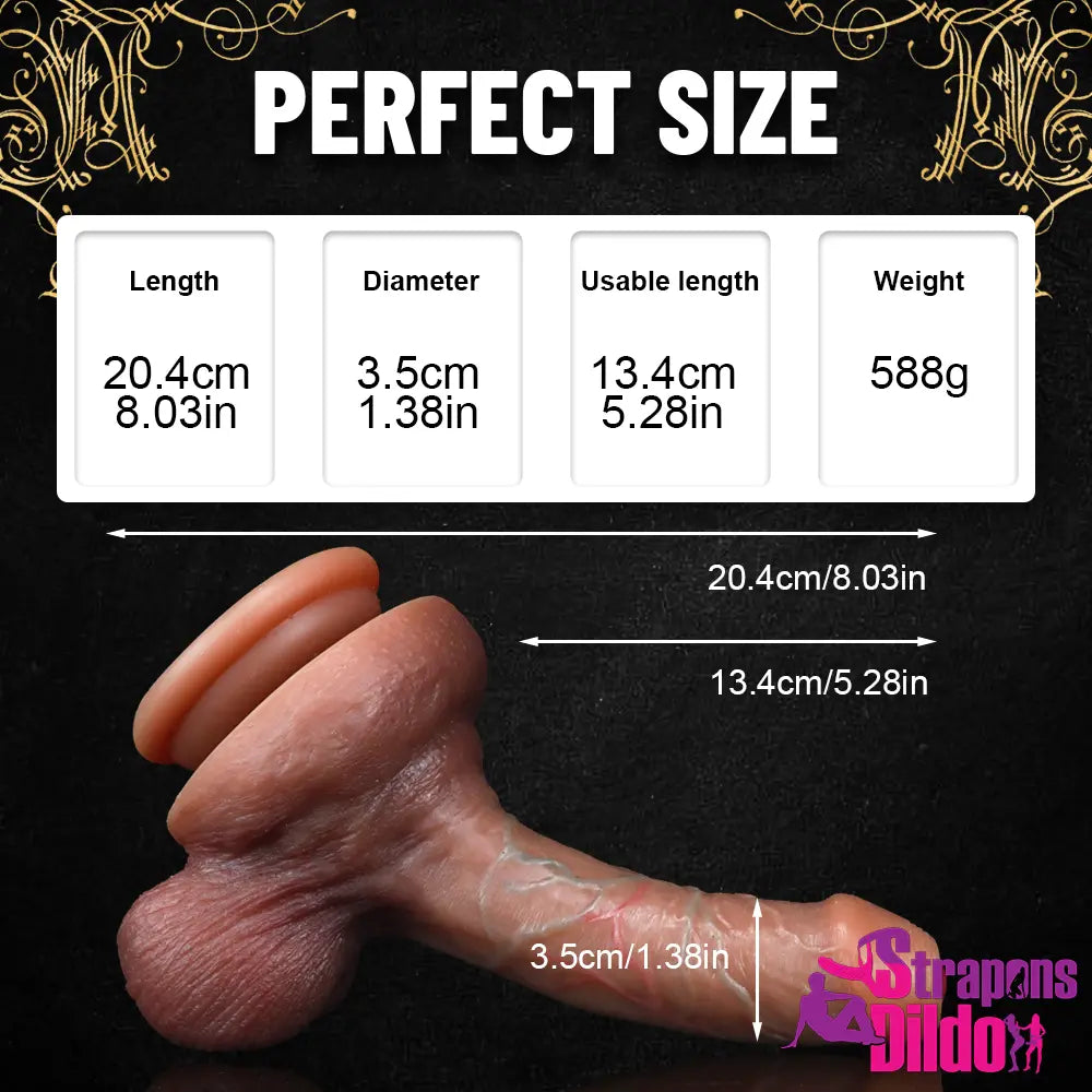 8.03in Realistic Uncut Dildo Sex Toy With Sliding Foreskin Anal Dilator - Strap ons Dildo