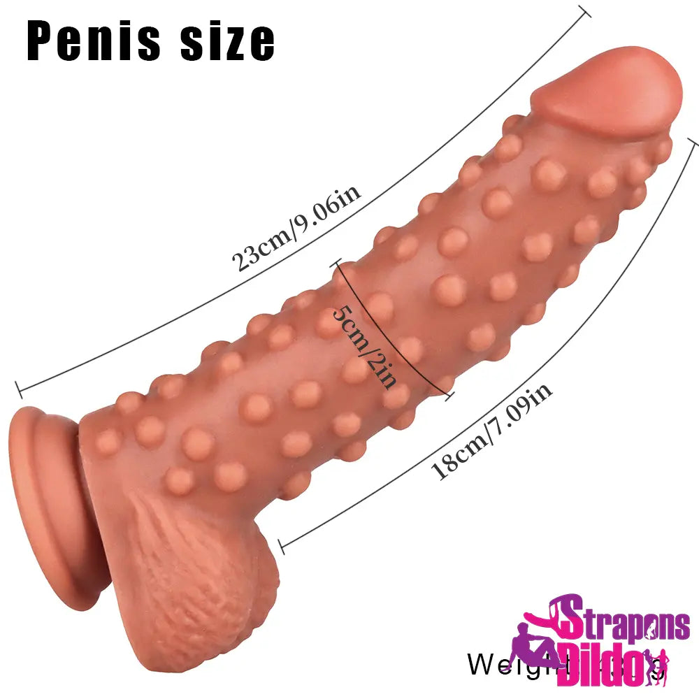 9.06in Silicone Soft Spiked Ribbed Odd Dildo Big Gay Lesbian Sex Toy Strap ons Dildo