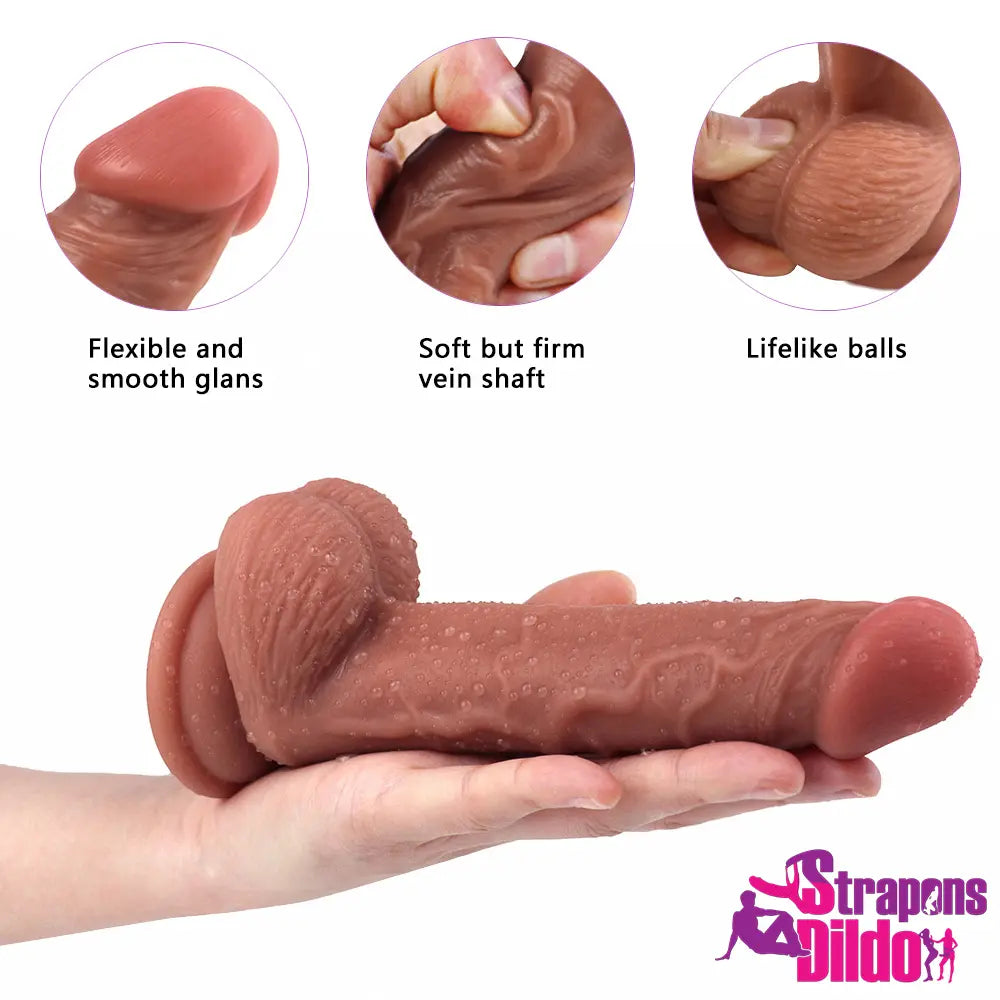 7.48in Silicone Soft Lifelike Real Size Feeling Teen Asian Dildo Sex Toy Strap ons Dildo