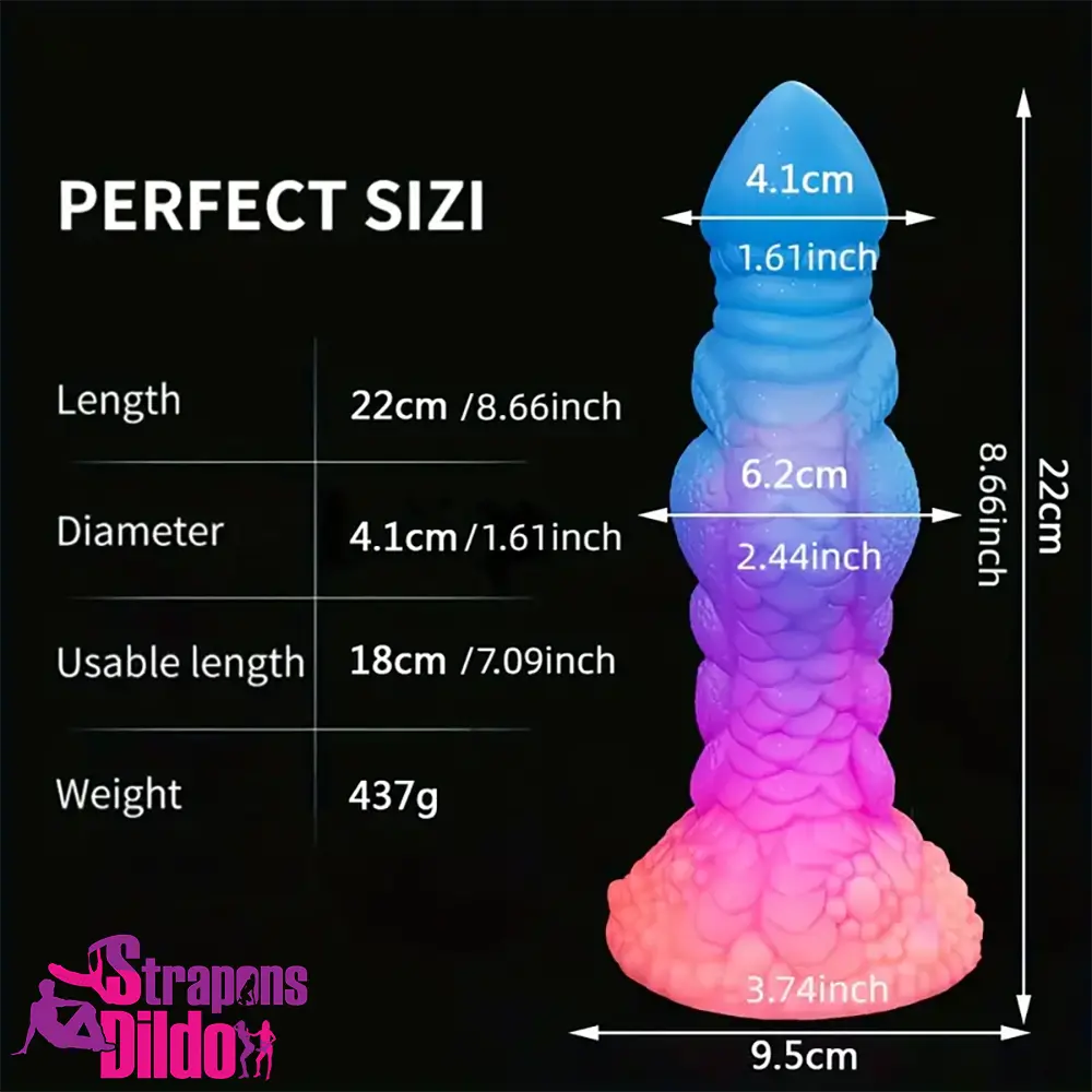 8.66in Silicone Dragon Luminous Real Soft Dildo For G-Spot Anal Expander Strap ons Dildo