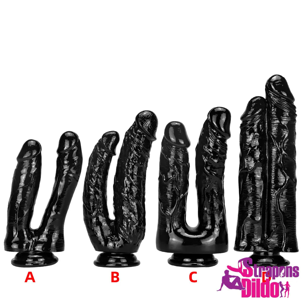 5.51in 5.9in 6.5in 9.44in Big Black G Spot Anal PVC Dual Ended Dildo Strap ons Dildo