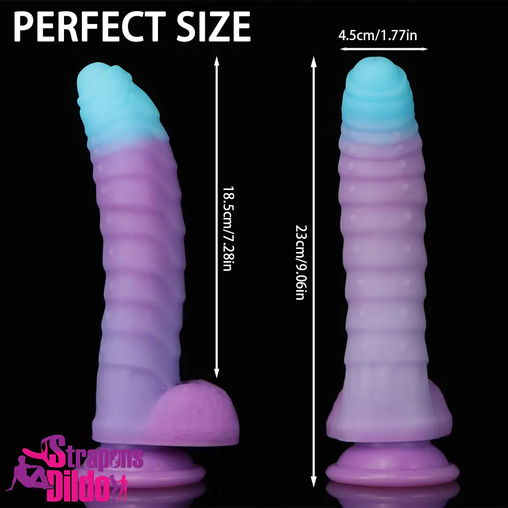 8.15in 9.06in Mixed Color Silicone Gradient Big Soft Odd Uncut Dildo Strap ons Dildo