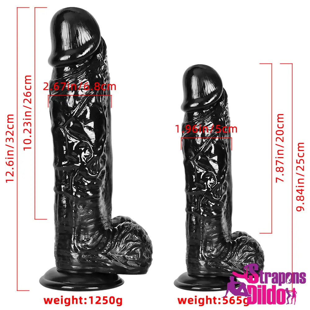 9.84in 12.6in Big Black Penis Thick Dildo Vagina Masturbator Sex Toy - Strap ons Dildo