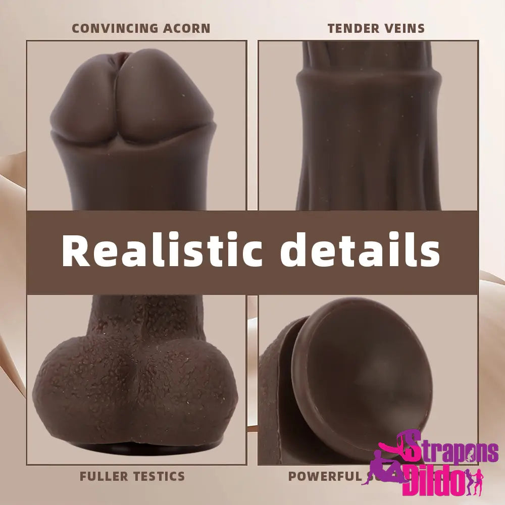 9.05in Ebony 4in1 Horse Heating Thrusting Vibrating Rotation Remote Dildo Strap ons Dildo