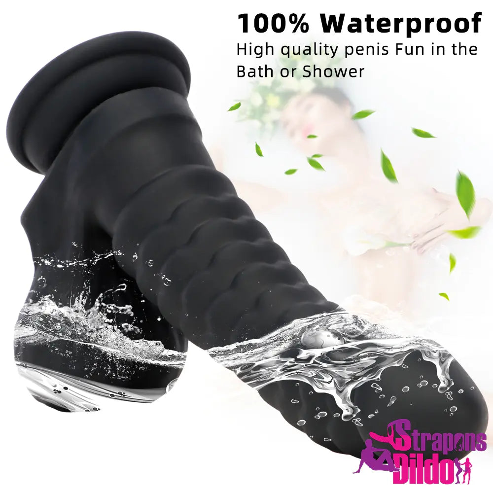 8.07in Big Black Odd Double Layer Silicone Flexible Scale Caterpillar Dildo Strap ons Dildo