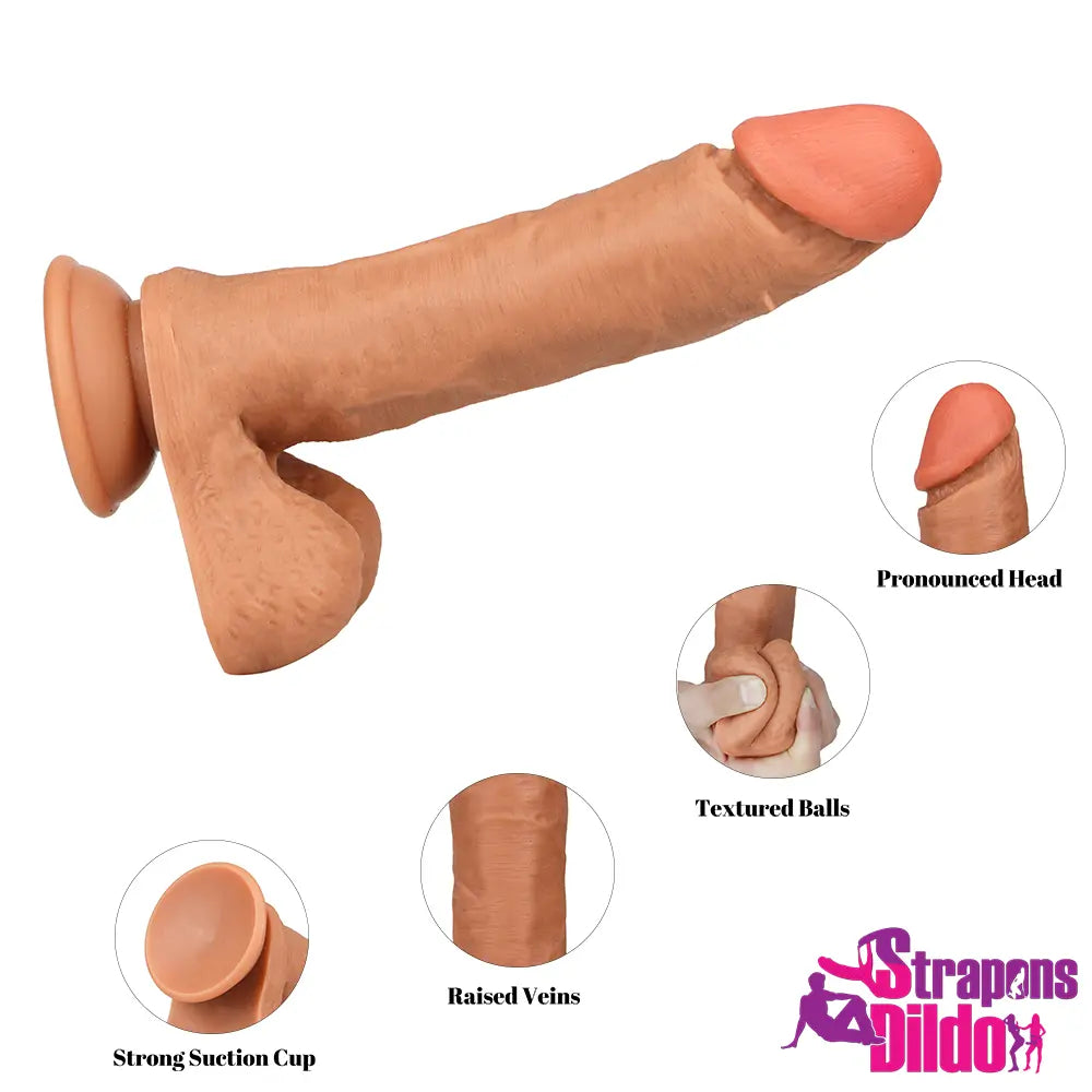 9.44in Lifelike Silicone Soft Realistic Feeling Big G Spot Anal Dildo Strap ons Dildo