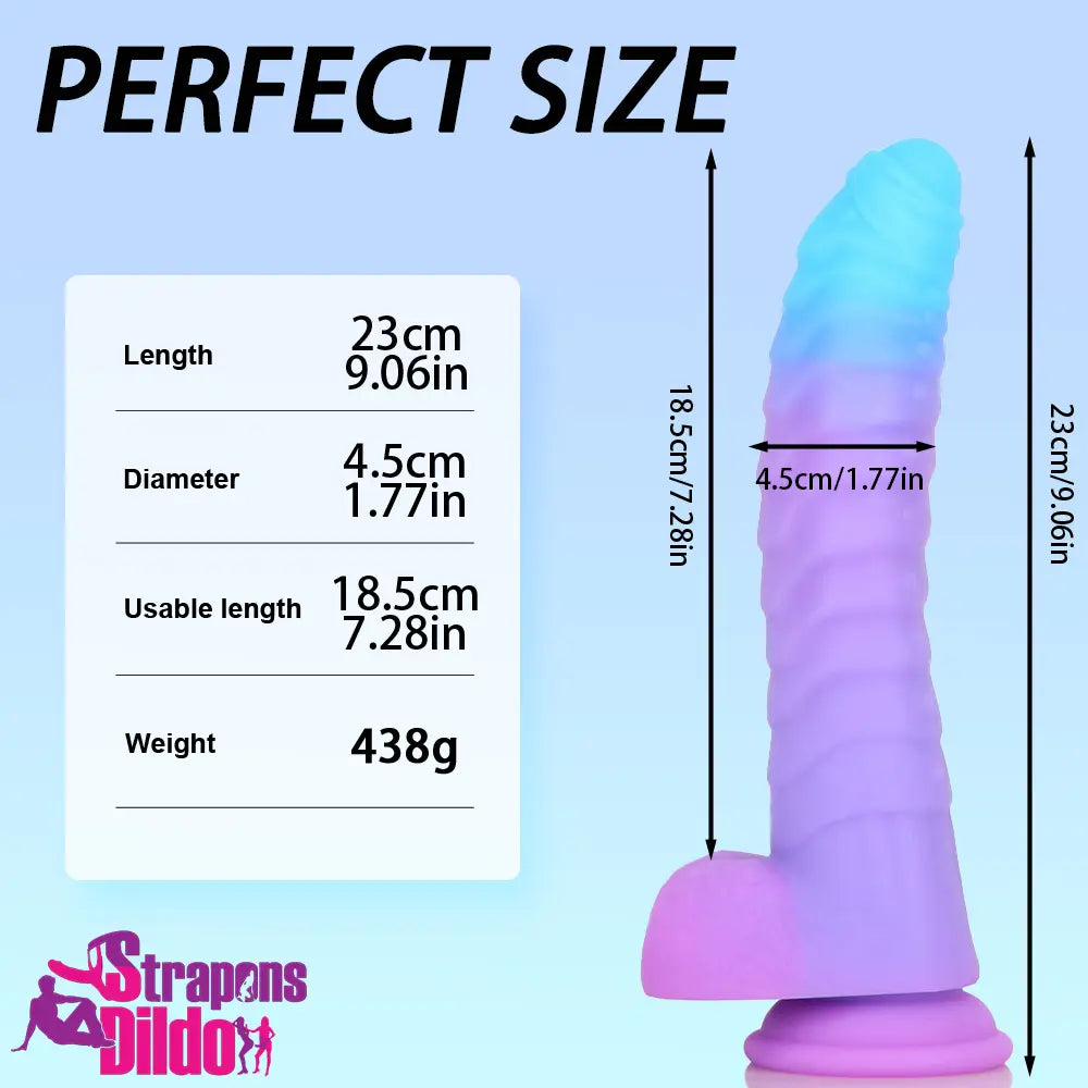 8.15in 9.06in Mixed Color Silicone Gradient Big Soft Odd Uncut Dildo Strap ons Dildo