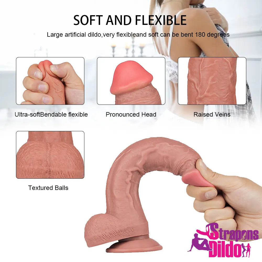 9.44in Real Silicone Soft Feels Like Skin Dildo Sex Toy For Women Men Strap ons Dildo