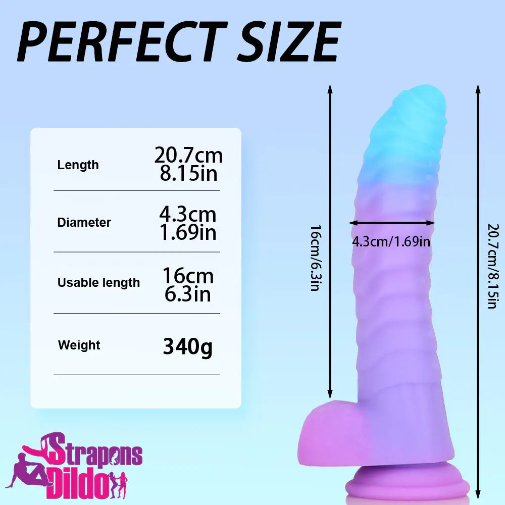 8.15in 9.06in Mixed Color Silicone Gradient Big Soft Odd Uncut Dildo Strap ons Dildo