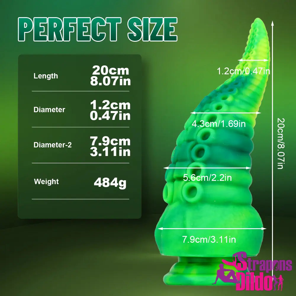 8.07in Silicone Octopus Tentacle Suction Cup Soft Anal Large Dildo - Strap ons Dildo