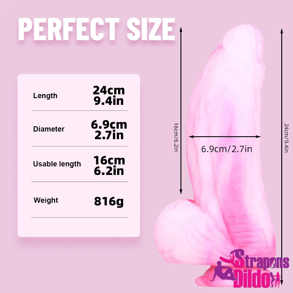 9.4in Fat Thick Silicone Soft Dildo Realistic Penis Toy For Women Men - Strap ons Dildo