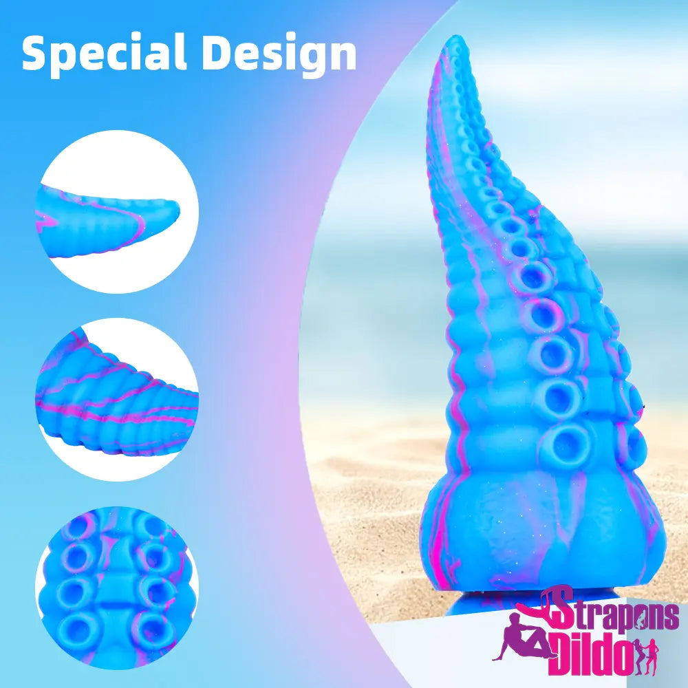 8.07in Silicone Octopus Tentacle Suction Cup Soft Anal Large Dildo - Strap ons Dildo