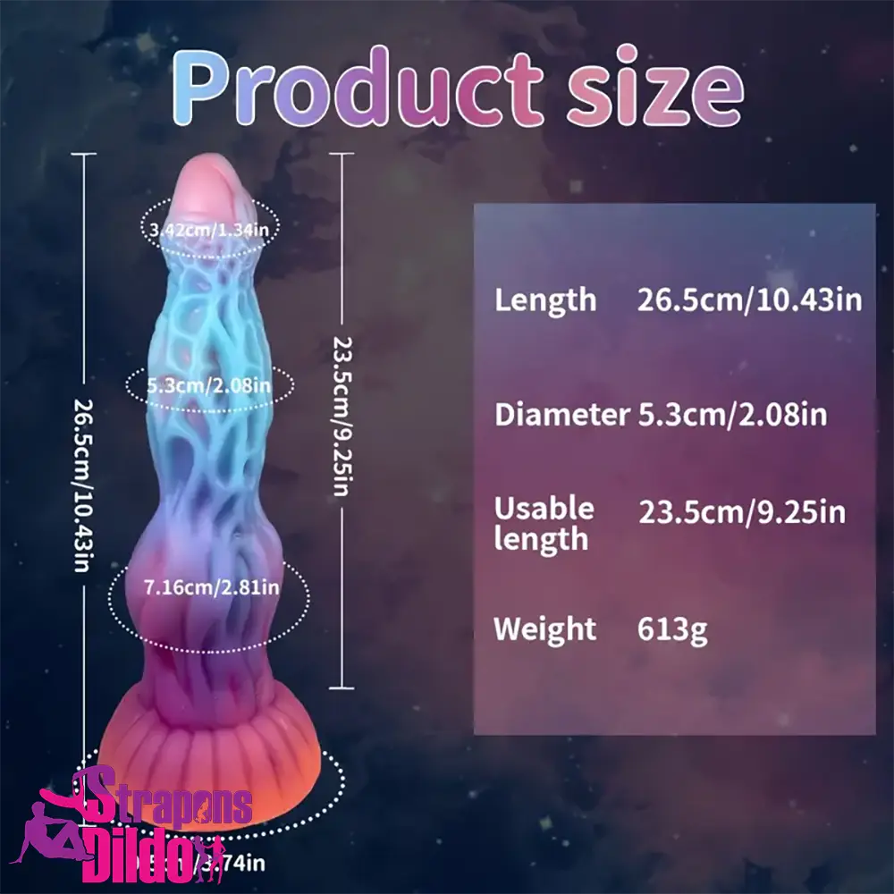 10.43in Luminous Fantasy Monster Silicone Soft Big Dildo Anus Expansion Strap ons Dildo