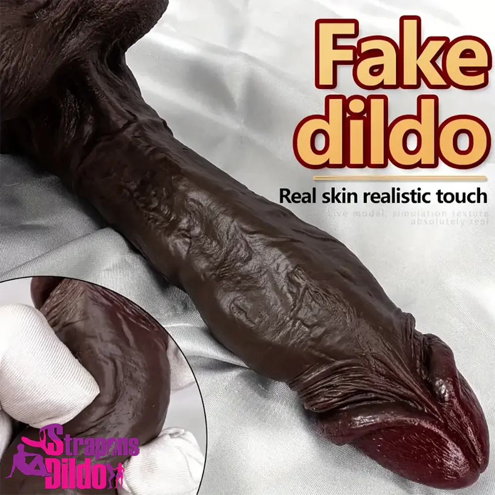 6.88in 9.64in 11.22in Realistic Big G-Spot Silicone Soft Ebony Skin Dildo Strap ons Dildo