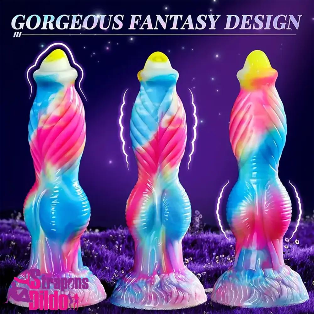 10.2in Fantasy Big Soft Silicone Monster Thrusting Vibrating Knot Dildo Strap ons Dildo