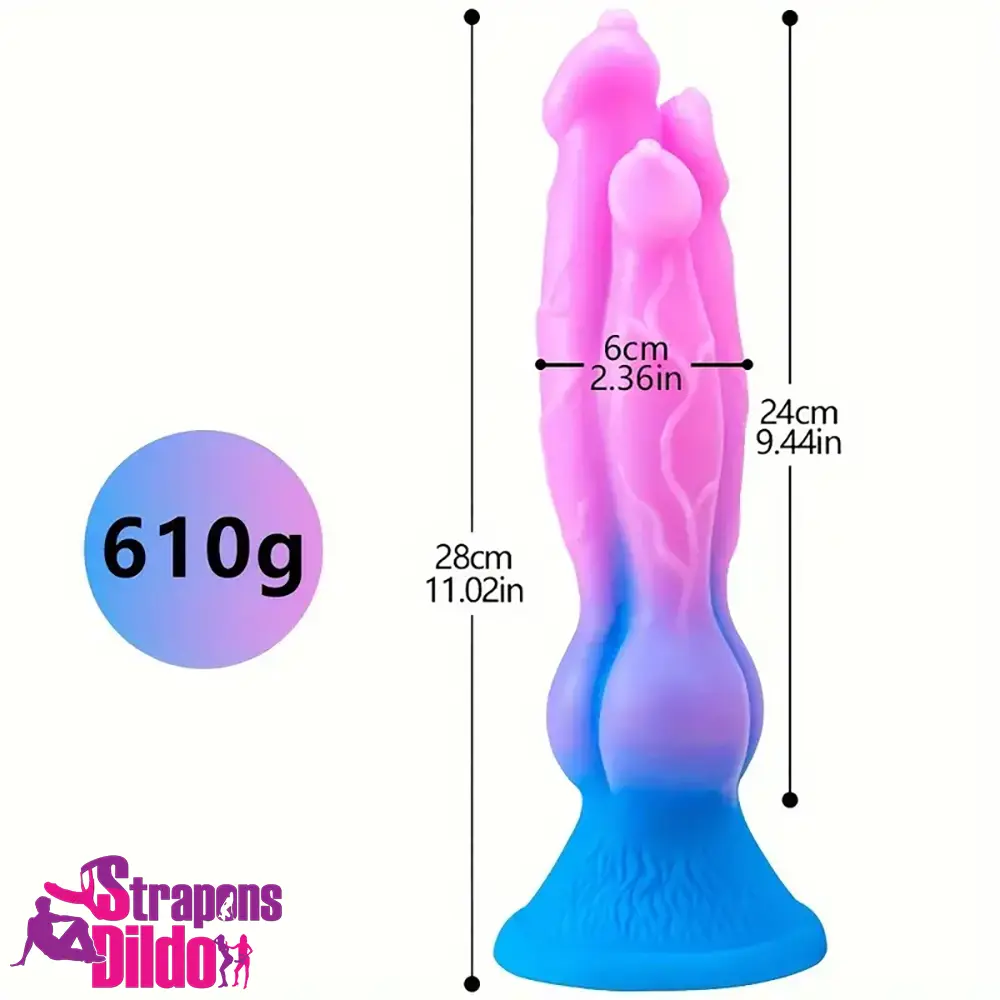 9.44in Colorful Silicone Flexible Fantasy Dog Knot Dildo For Anal Vagina Strap ons Dildo