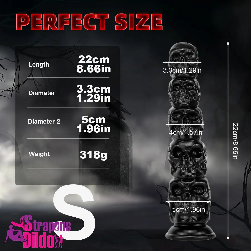 8.66in 11.86in 7.87in 11.02in Pumpkin Skull Odd Head Big Real Black Dildo Strap ons Dildo