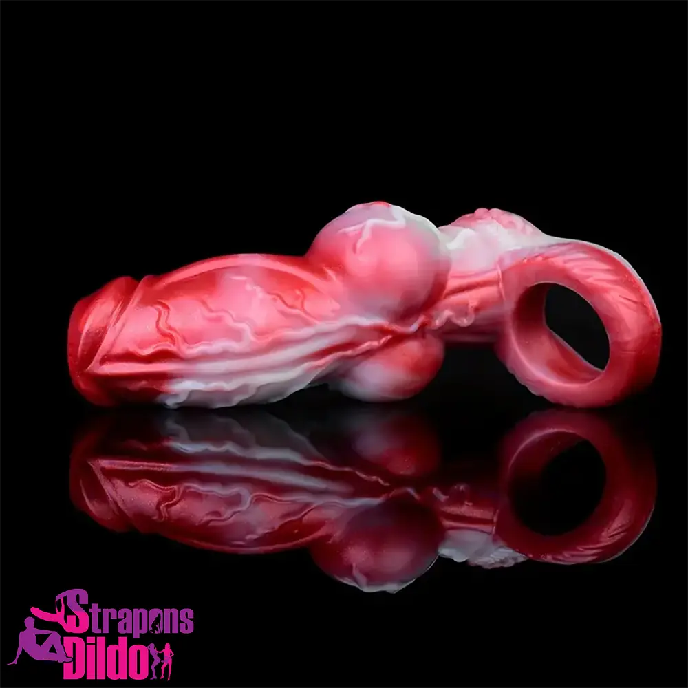 4.92in 5.83in Silicone Soft Dildo Sleeve Dog Animal Knotted Penis Toy Strap ons Dildo