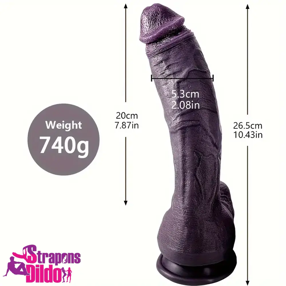 8.66in 8.74in 10.43in Big Ebony Silicone Flexible Feel Like Skin Dildo Strap ons Dildo