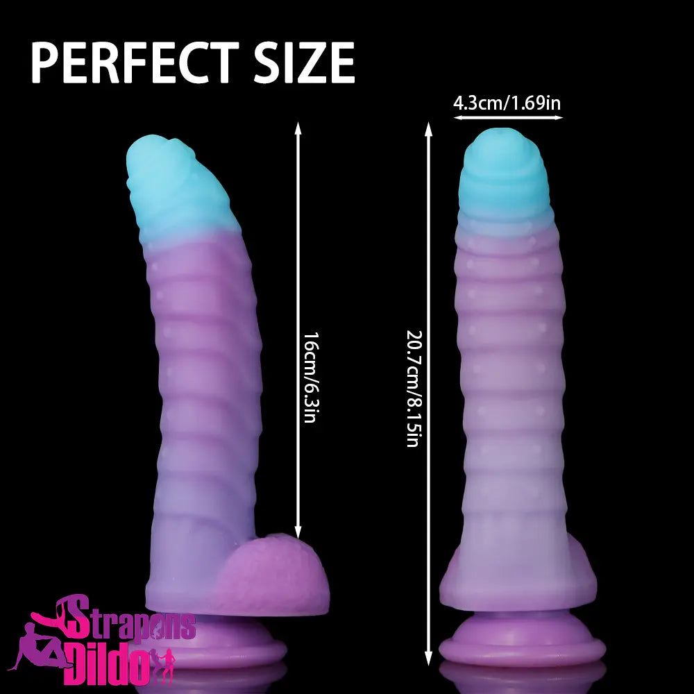 8.15in 9.06in Mixed Color Silicone Gradient Big Soft Odd Uncut Dildo Strap ons Dildo