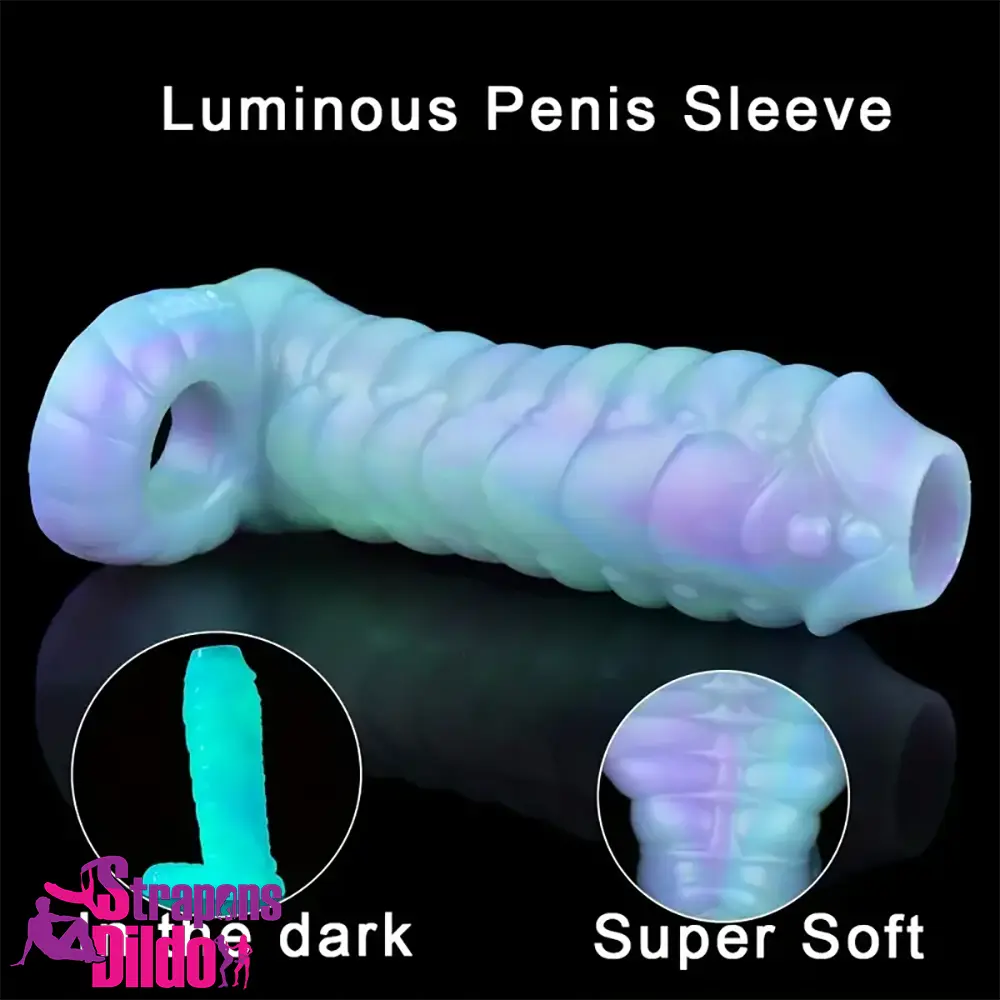 5.39in Silicone Soft Dildo Sleeve Snake Luminous Penis Enlargement Strap ons Dildo