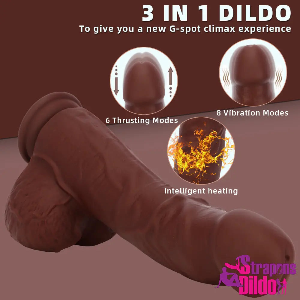 9.84in Real Remote Control Auto Heating Thrusting Vibrating G Spot Dildo - Strap ons Dildo