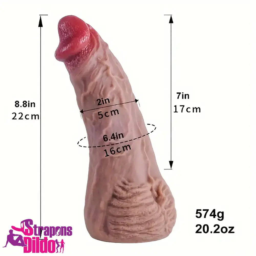 8.8in Real Looking Silicone Flexible Big Dildo With Sucker For Couples Strap ons Dildo