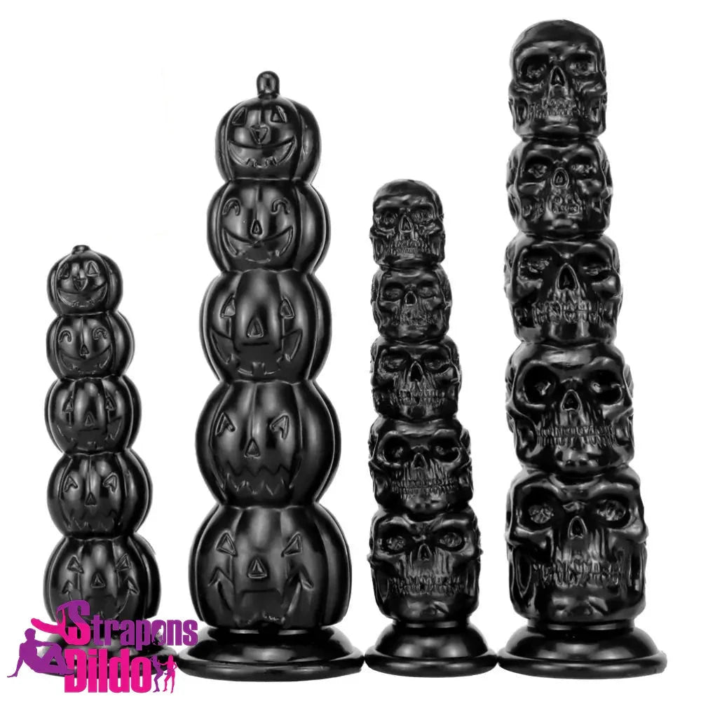 8.66in 11.86in 7.87in 11.02in Pumpkin Skull Odd Head Big Real Black Dildo Strap ons Dildo