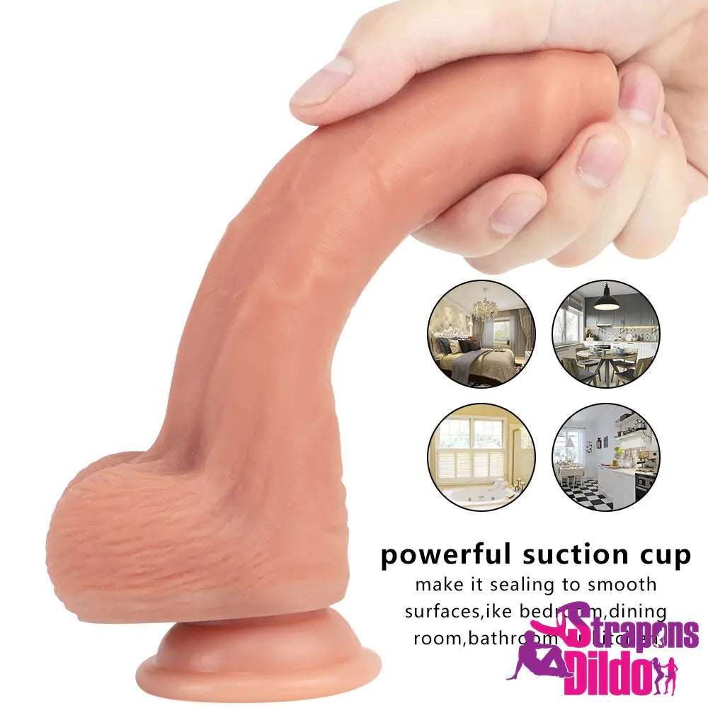 8.66in Realistic Silicone Soft Uncut G Spot Dildo For Adult Masturbator - Strap ons Dildo