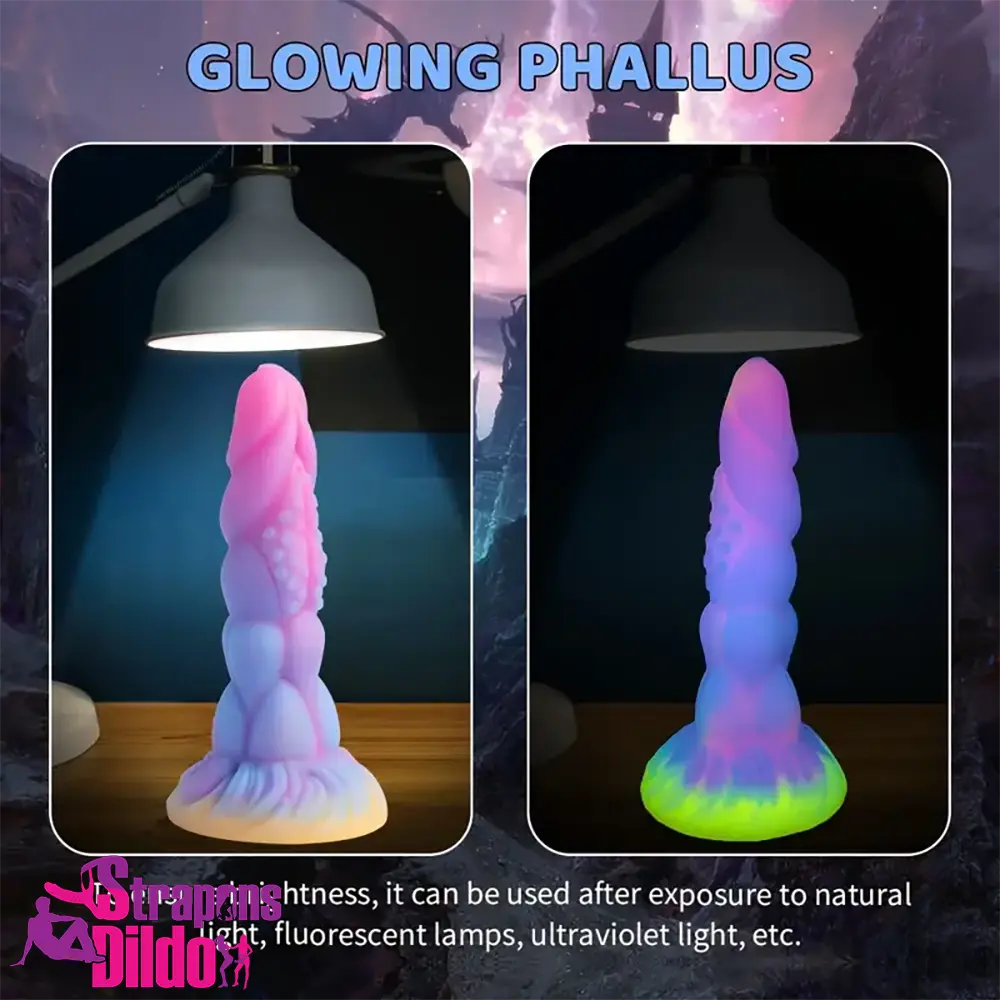 8.14in Flexible Silicone Soft Big Dildo Luminous Monster Masturbator Toy Strap ons Dildo