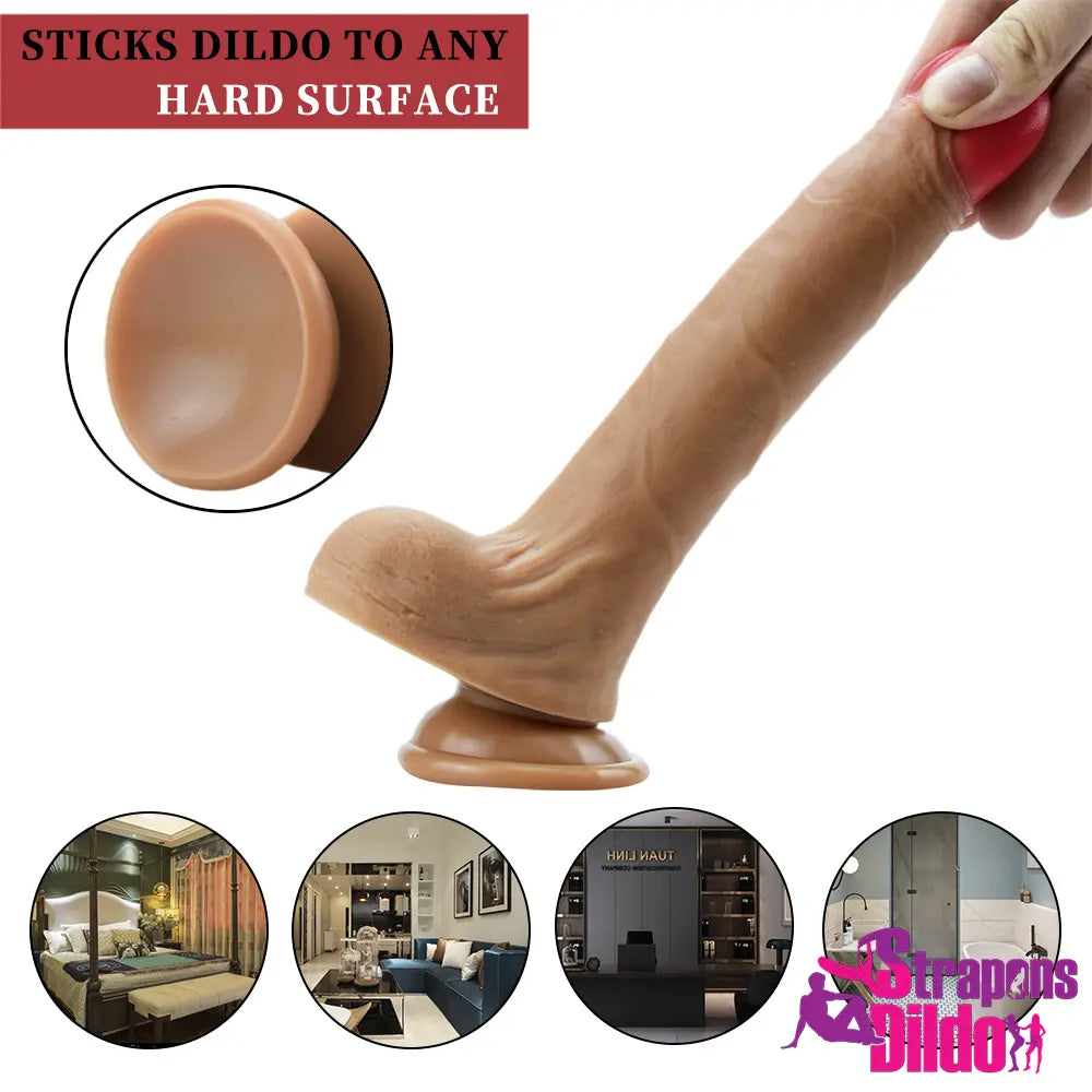 8.46in Real Touching Feeling Uncut Silicone Soft Dildo Women Sex Toy Strap ons Dildo