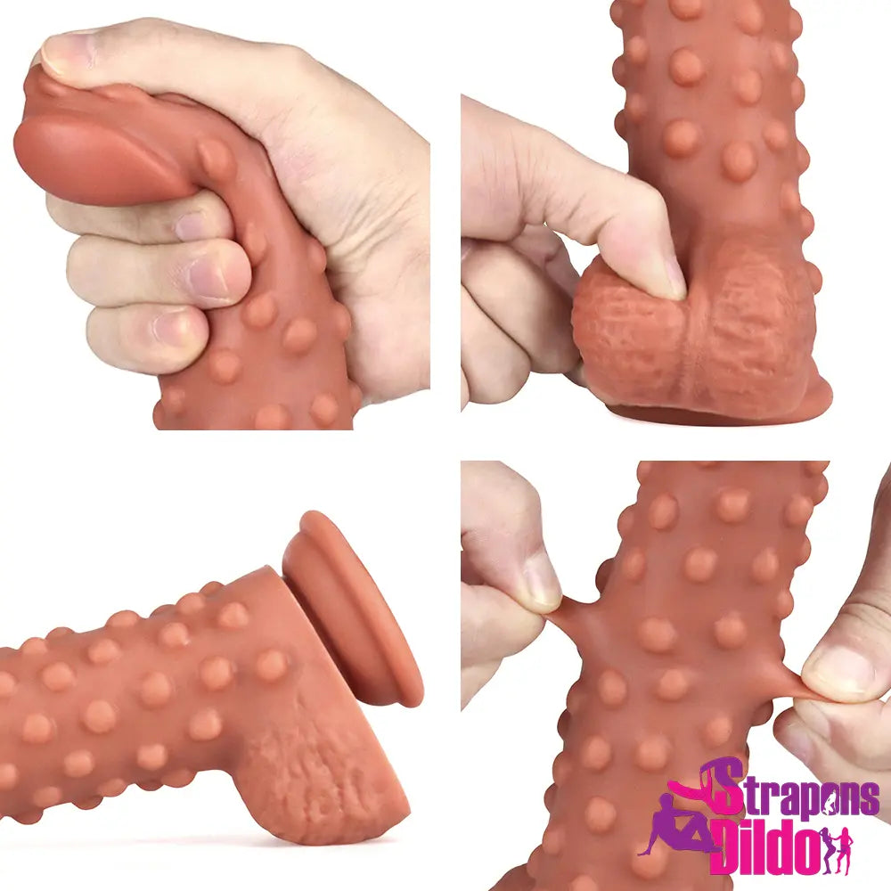 9.06in Silicone Soft Spiked Ribbed Odd Dildo Big Gay Lesbian Sex Toy Strap ons Dildo