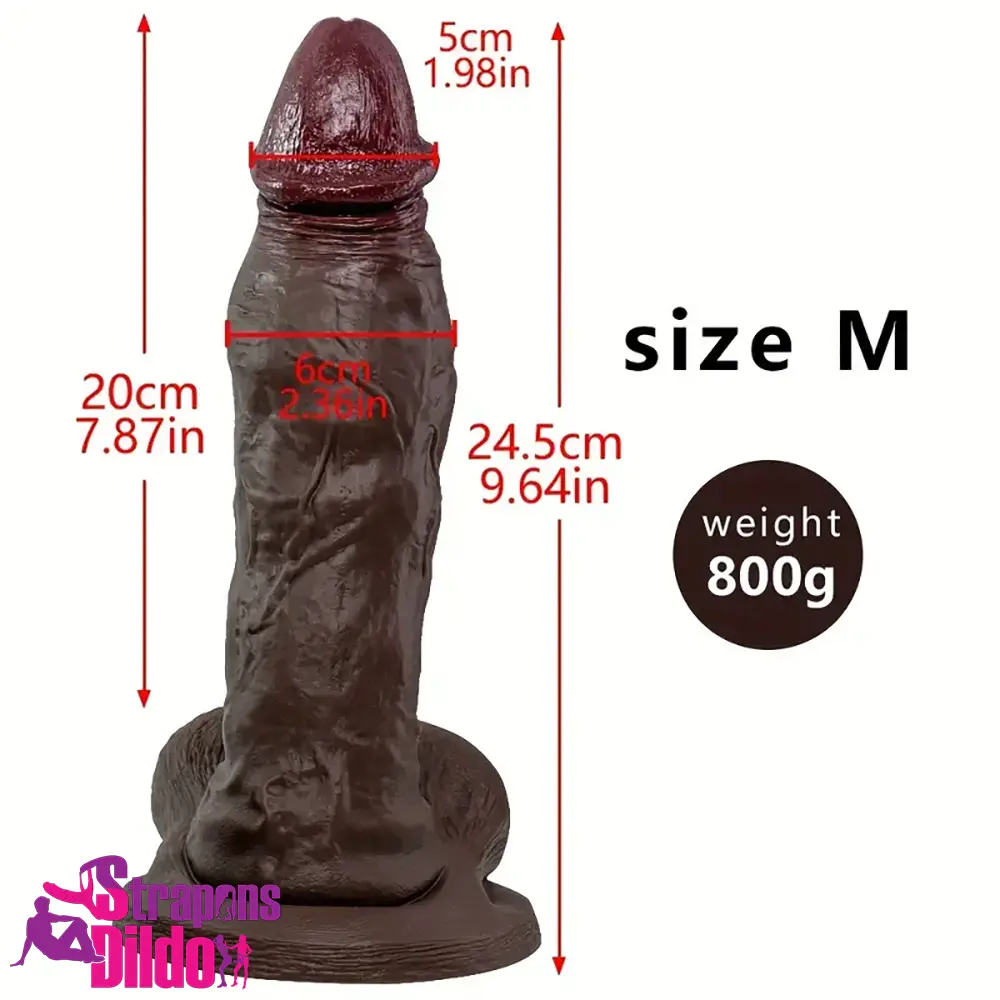 6.88in 9.64in 11.22in Realistic Big G-Spot Silicone Soft Ebony Skin Dildo Strap ons Dildo