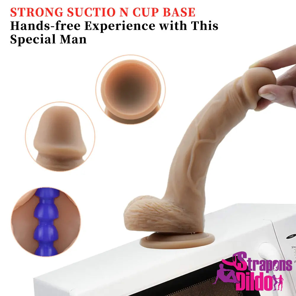 7.08in Lifelike Silicone Soft Realistic Feeling G Spot Suction Cup Dildo Strap ons Dildo