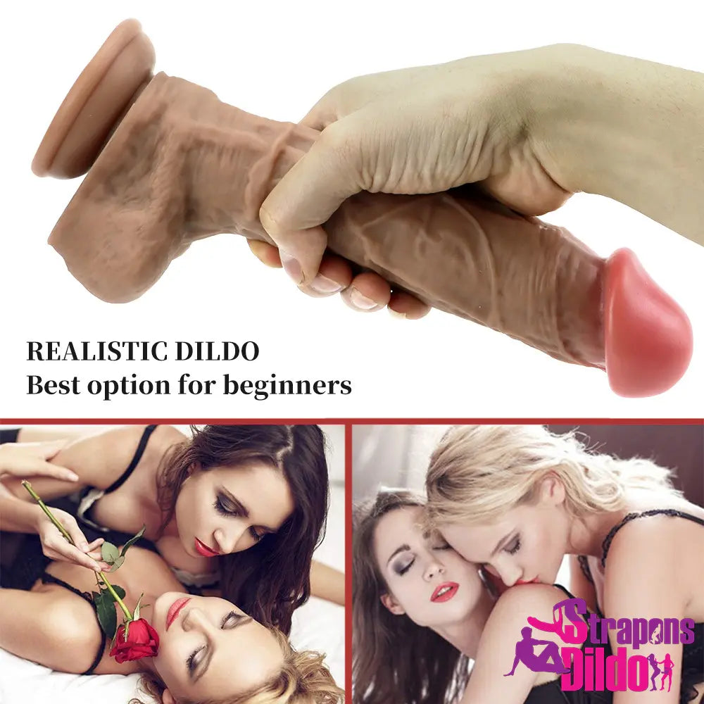 9.45in Silicone Soft Lifelike Real Feeling Dildo For Couples Gay Lesbian Strap ons Dildo