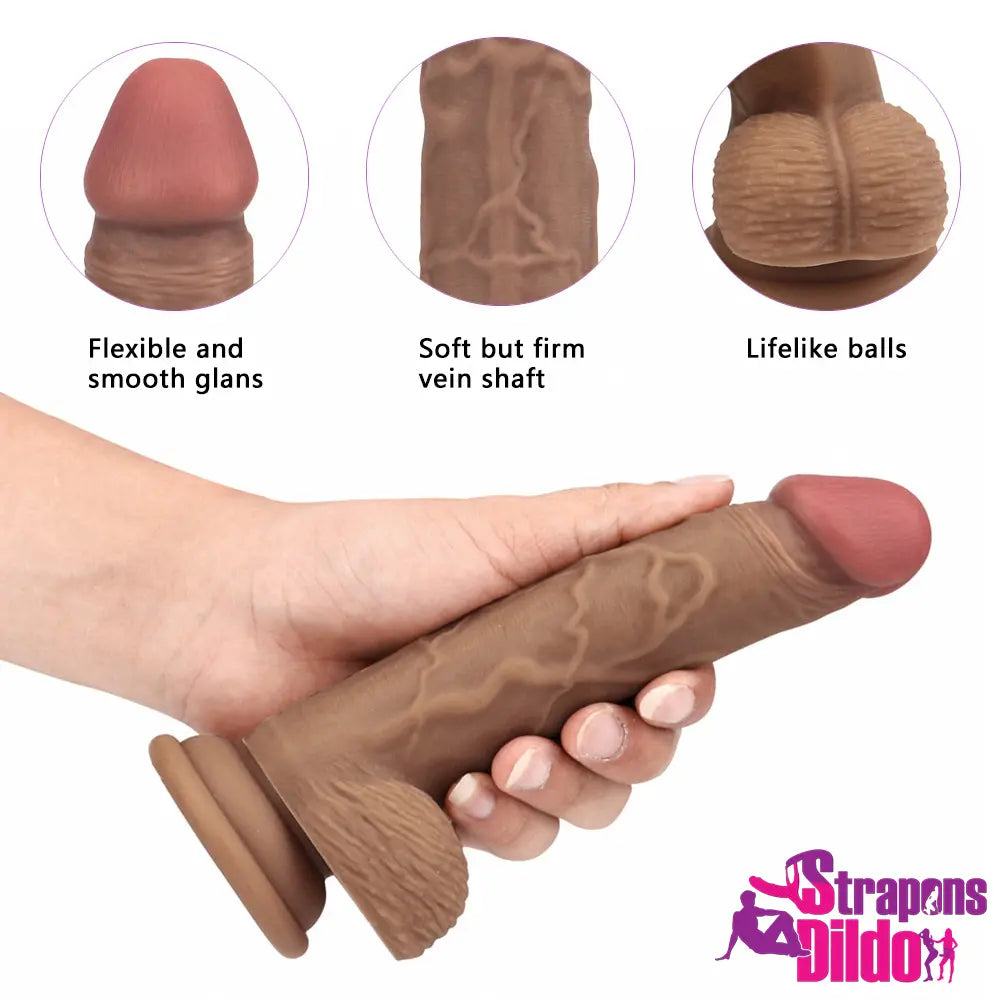 7.48in Silicone Soft Lifelike Real Size Feeling Teen Asian Dildo Sex Toy Strap ons Dildo