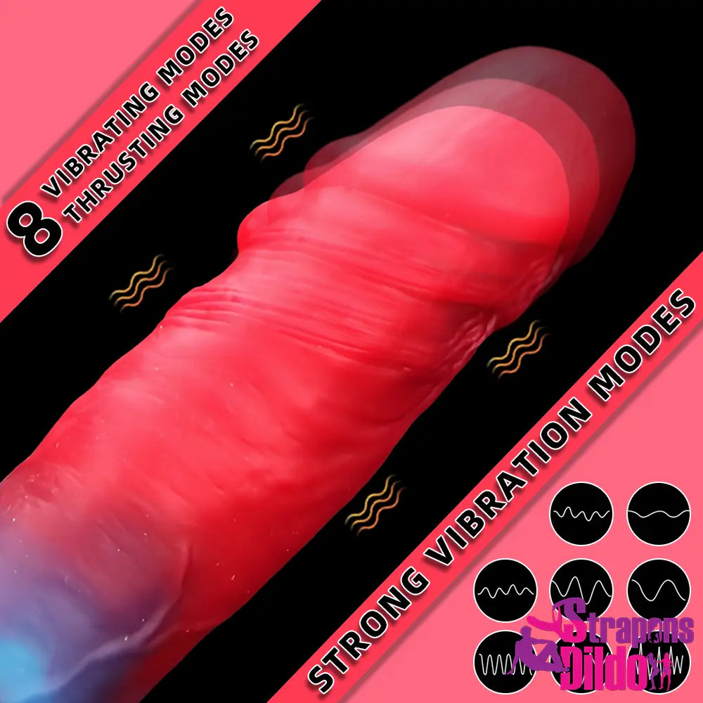 9.05in Big Smart Heating Thrusting Vibrating Remote Electric Dildo Strap ons Dildo