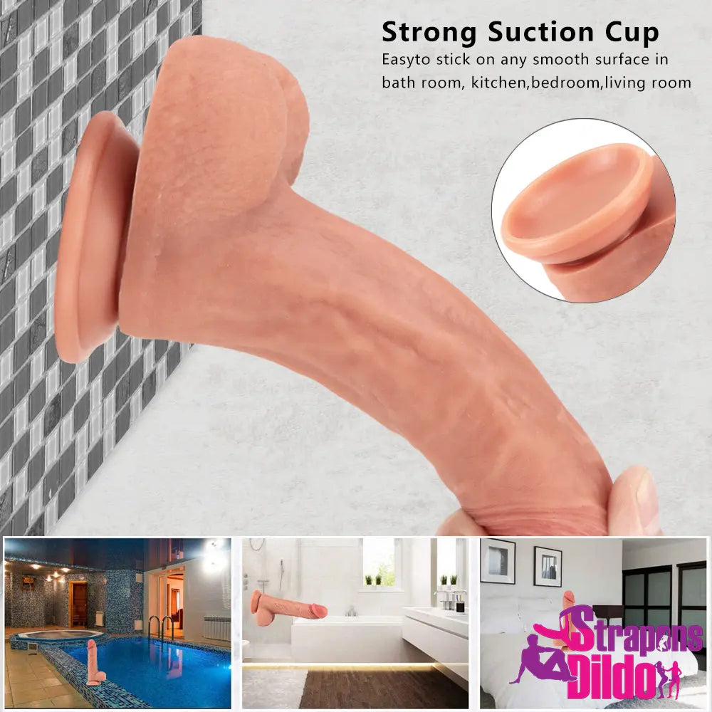 8.26in Silicone Suction Cup Soft Anal Lifelike Dildo For Women Couples - Strap ons Dildo