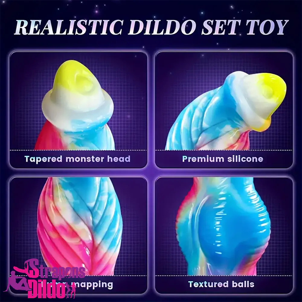 10.2in Fantasy Big Soft Silicone Monster Thrusting Vibrating Knot Dildo Strap ons Dildo