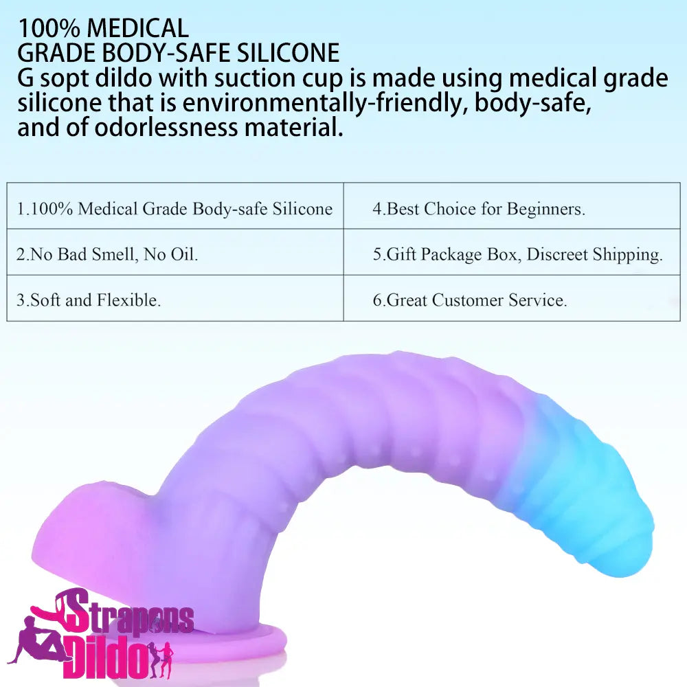 8.15in 9.06in Mixed Color Silicone Gradient Big Soft Odd Uncut Dildo Strap ons Dildo