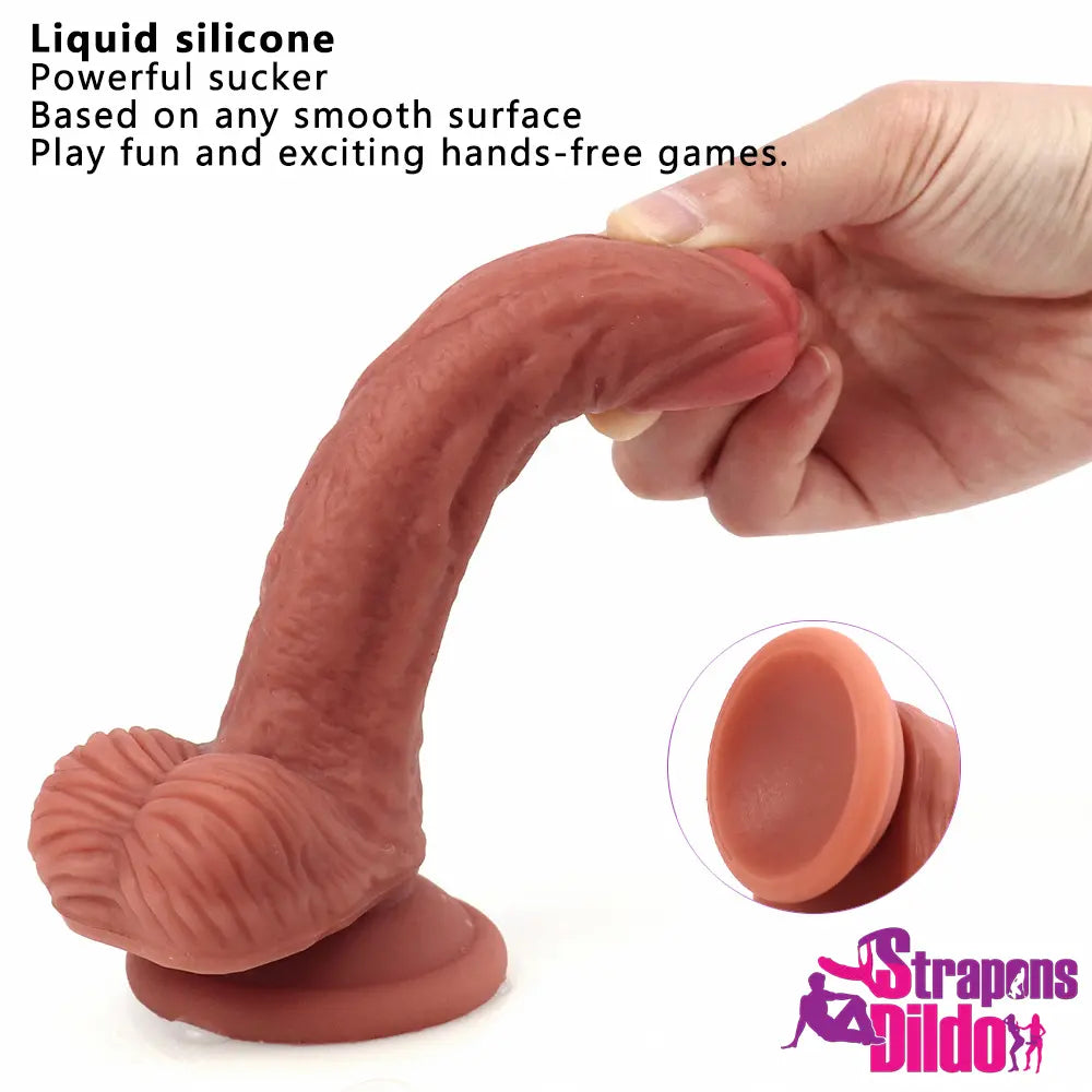 6.1in Curved Silicone Soft G Spot Real Feel Like Skin Dildo Sex Toy Strap ons Dildo