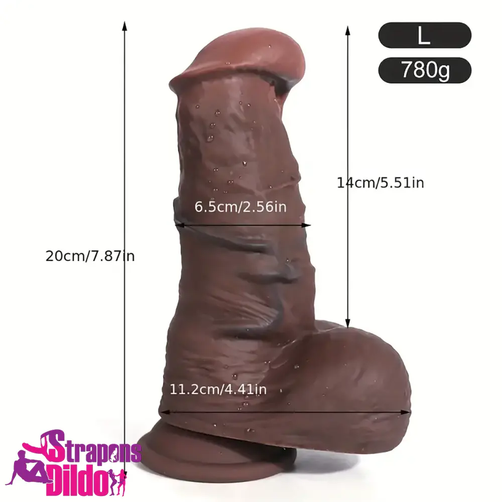 6.3in 7.87in Flesh-like Silicone Real Feeling Soft Ebony Lifelike Dildo Strap ons Dildo