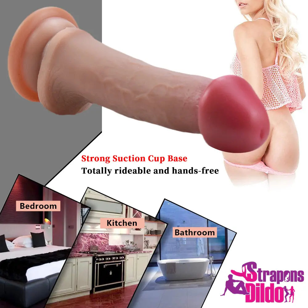 7.08in Mushroom Head Realistic Silicone Soft Penis Dildo For Women Sex - Strap ons Dildo