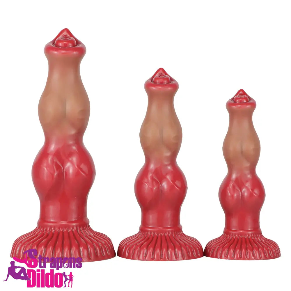 6.69in 7.48in 9.06in Silicone Fantasy Animal Dog Soft Cock Knot Dildo Strap ons Dildo