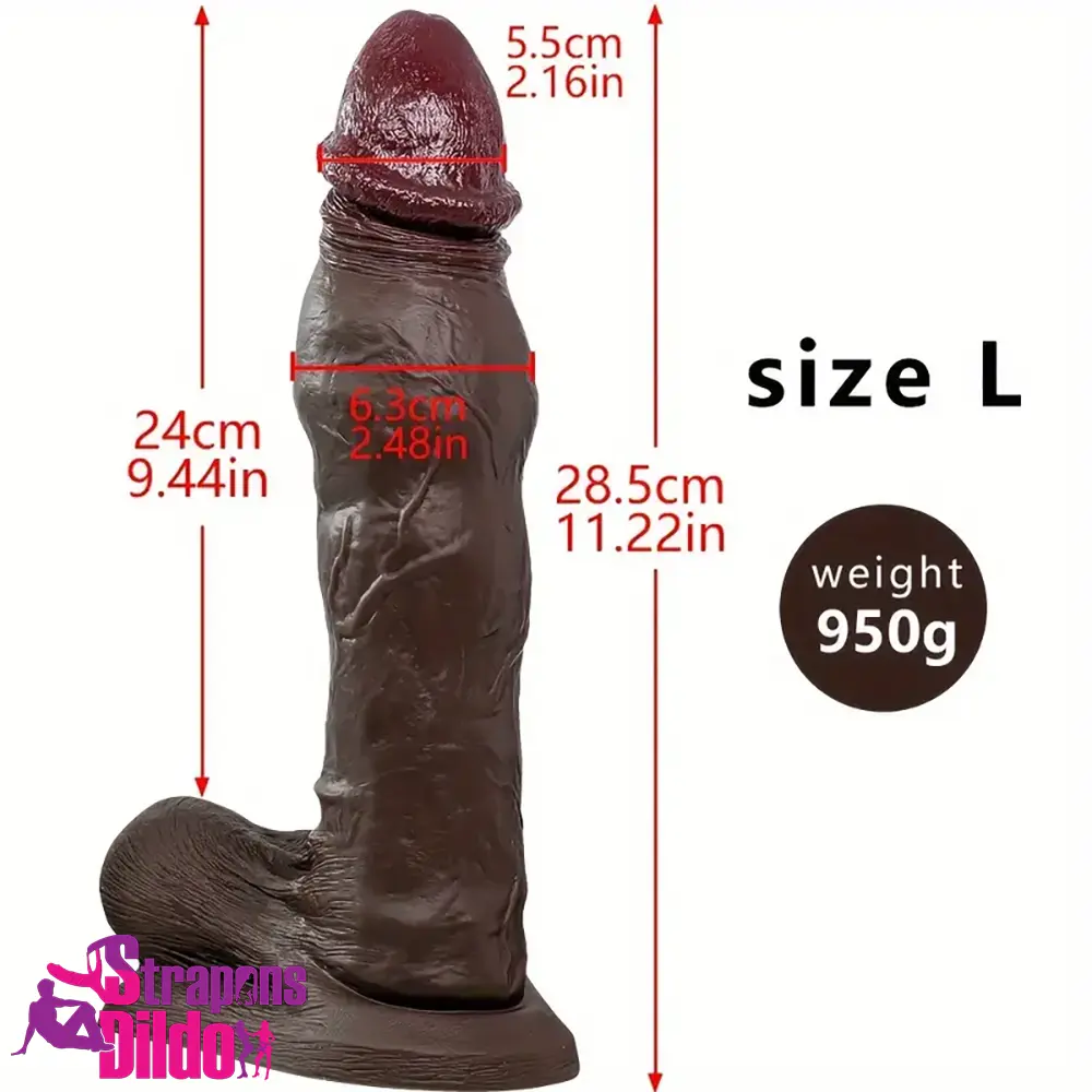 6.88in 9.64in 11.22in Realistic Big G-Spot Silicone Soft Ebony Skin Dildo Strap ons Dildo