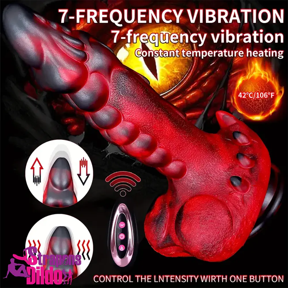 9.25in Retractable Heating Remote Control Vibrating Automatic Dildo Strap ons Dildo